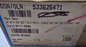JUNIPER MP-71 89608 AP 802.11B/G Single 802.3AF Poe Eth Port (NEW Sealed) - Picture 1 of 3