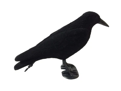 Flocked Crow Full Body Decoy Rook Raven Shooting Hunting with Feet & Stick Peg - Image 1 of 4