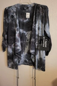 Damen Top Onque Freizeit Gr. L Stretch Top Grau Abfallkordel Neu mit Etikett - Bild 1 von 6