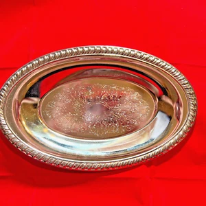 PLATO BANDEJA CROMADA OVALADA EN RELIEVE SHELTON WARE NYC DE COLECCIÓN Pan Cena de Pascua - Imagen 1 de 5
