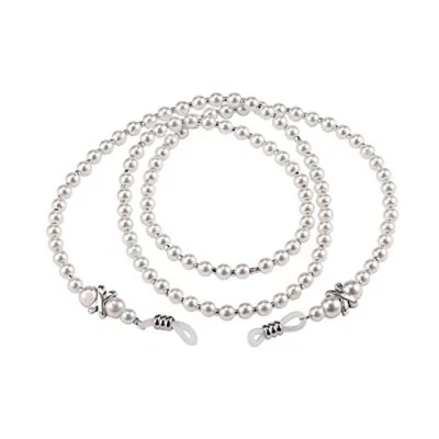  Soporte de cadena para gafas con cuentas de perlas, elegantes gafas de sol gafas de lectura blancas Foto 1 de 4