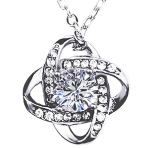 Knot Crystal Necklace Birthstone Women Silver Cubic Zirconia Love Gifts for Her - Picture 1 of 10