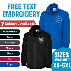 Personalised Custom Embroidered Uneek Classic Full Zip Micro Fleece Work Jacket - Picture 1 of 14