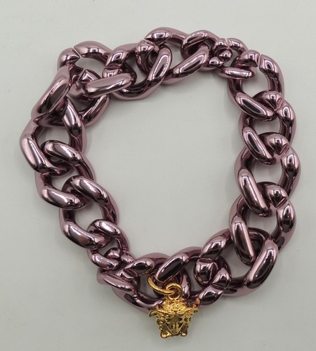 Collana Catena Ciondolo Versace Medusa in Viola con Ciondolo Tono Oro