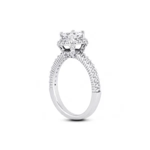 Anello 2,30 ct G/VS1 Principessa Terra Minato Diamanti Certificati Platino Accento Halo - Foto 1 di 6