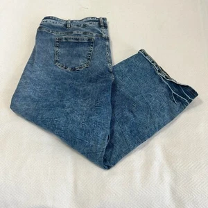 Torrid Feel The Fit Distressed Blue Denim Wide Leg Stretch Women’s Jeans - Picture 1 of 15