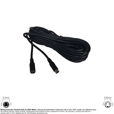 Cable S Video TV Mini Din MD 4 Pin Round Female Male 25FT Extension #110846 - Image 1 of 2