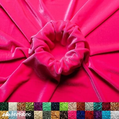 Hot Pink Stretch Velvet Fabric By The Yard - Image 1 of 4