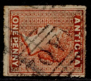 ANTIGUA QV SG7b, 1d vermilion, FINE USED. Cat £42. WMK SIDEWAYS - Picture 1 of 1