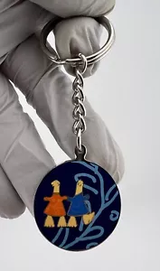 Athens 2004 Spinning Olympic Silver Tone Enamel Key Chain - Picture 1 of 7