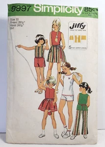 Simplicity Pattern 9997 Size 10 Child Girls Wrap Skirt, Bell Bottom Pants+ UNCUT - Picture 1 of 12