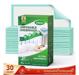 BOKYAN Bed Pads for Incontinence Disposable, 30 x 36 Waterproof Underpads, Maxim - Picture 1 of 6