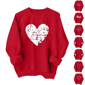 Women's Casual Fashion Valentine's Day Print Long Sleeve O-Neck Sweatshirts - Picture 1 of 33