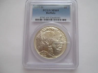 2001-D and P Set , American Buffalo , PCGS , MS 69 and PR 69 DCAM , 2 Coin Set - Image 1 of 4