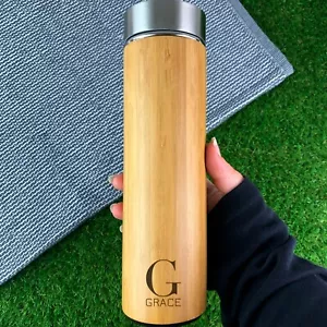 Tazza da viaggio in legno personalizzata ecologica 500 ml bottiglia termica riutilizzabile - Foto 1 di 16