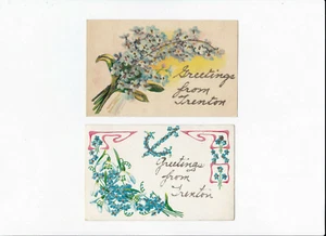 Lot 2 alte Postkarten_ "Grüße aus Trenton"_N.J._Blumenmotiv - Glitzer - Bild 1 von 2