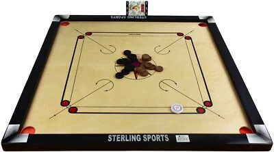 Carrom Board 32"x32" Coins & Striker Set Great Quality Family Game - Image 1 of 3