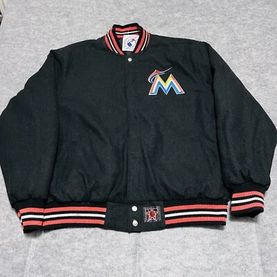 Vintage Florida MARLINS Mens Large Black Jeff Hamilton Reversible Wool Jacket - Image 1 of 4