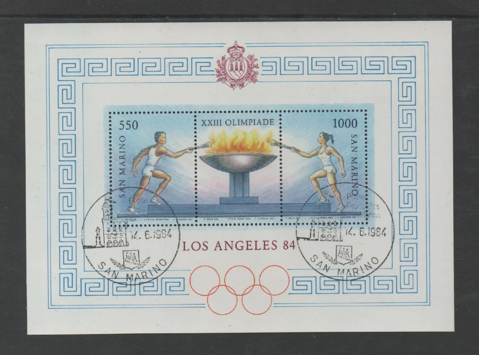 SAN MARINO 1984 OLYMPIC GAMES, LOS ANGELES M/SHEET STAMPED FIRST DAY OF ISSUE - Image 1 of 1