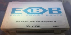 5/16 Zoll 18-8 Edelstahl Knopfkopfschraubensatz mit Muttern & Unterlegscheiben (325 Teile) - Bild 1 von 15