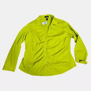 Signature Ashley Stewart Button Up Shirt Top Womens Green Long Sleeve Sz 24 NWT - Picture 1 of 10