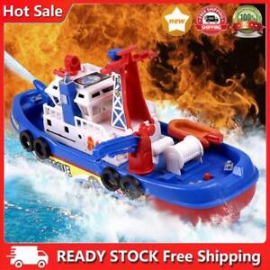 Electric Boat Bath Toys with Water Sprinkler Marine Rescue Toy for Kids Ages 3+