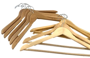 10 Assorted Wooden Hangers - Clothes Coats Jackets Dress Pants Shirts - Picture 1 of 5
