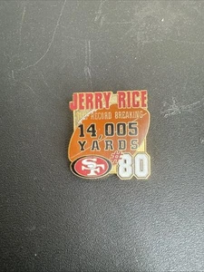 1996 Jerry Rice NFL 49ers Pin 14,005 Yards Record #80 Peter David VTG No Back - Picture 1 of 2