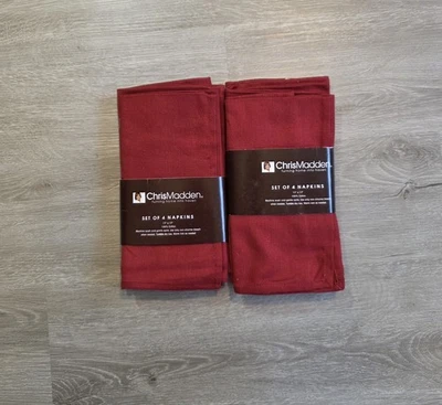 Chris Madden Napkin 2 Packs Of 4  Red Holiday 17" x 17" Cotton 100%  - Image 1 of 3