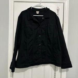 Chico’s schwarze Denim Trucker Jeansjacke Größe 4 18 XXL - Bild 1 von 9