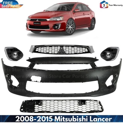 Front Bumper Cover Fascia & Grille Assembly Kit For 2016-2017 Mitsubishi Lancer - Image 1 of 4
