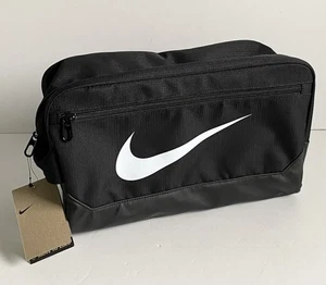 NIKE BRASILIA SHOE BAG 11L BLACK (WHITE TICK) FOOTBALL BOOT BAG TRAINING *NEW* - Picture 1 of 12