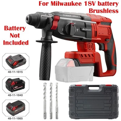 For Milwaukee M18 18V Battery Cordless Brushless Hammer SDS Rotary Drill Tool - Image 1 of 4