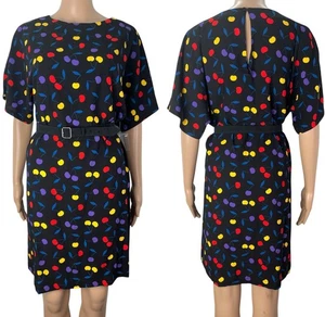 ModCloth NEW Black Colorful Cherry Print Retro Style Shift Dress Size Small - Picture 1 of 11