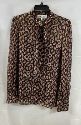 Blusa Top Diane Von Furstenberg Mujer Negra Metálica Cachemira Transparente Arrugada M Foto 1 de 4