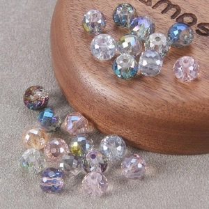 Lote de cuentas espaciadoras sueltas de vidrio cristal facetado rondelle redondo con forma de tambor 6 mm 8 mm - Imagen 1 de 24