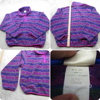 LL Bean Sudadera Hombres Grande Púrpura Verde Azteca Suave Vellón Suroeste EE. UU. DE COLECCIÓN Foto 1 de 4