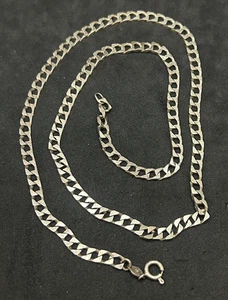 925 Sterling 4.5mm Square Cuban Chain Necklace 22in - 21.93g - Picture 1 of 4