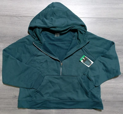 Acogedora sudadera con capucha Danskin para dama costilla mixta media cremallera X-grande mar oscuro Foto 1 de 4