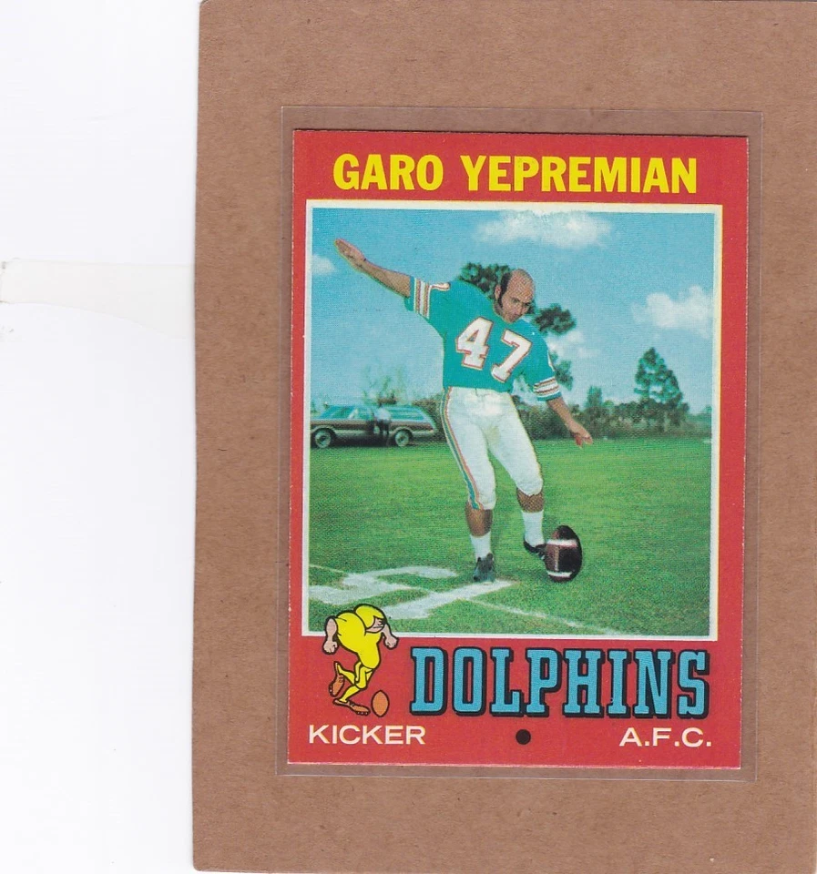 1971 TOPPS FOOTBALL GARO YEPREMIAN ROOKIE #121 DOLPHINS NM/NM+ *A41103 - Image 1 of 1