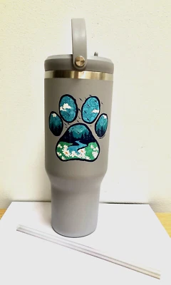 LIFE IS GOOD 40oz Nomad PAW PRINT Steel Tumbler *NEW* w/ Extra Straw! - Image 1 of 4