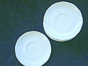 Buffalo China White Coffee/Tea Cup Saucers Scalloped Edge 5.5" Set of Two - Picture 1 of 5