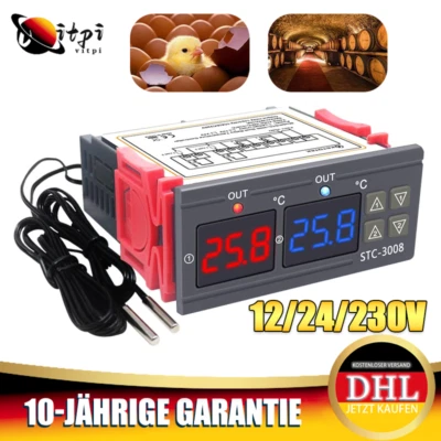 STC-3008 Digitaler Temperaturregler Thermostat Instrument Dual-NTC-Sondensensor - Bild 1 von 4
