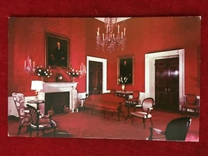 1950'S POSTCARD OF THE RED ROOM IN THE WHITE HOUSE - Picture 1 of 2