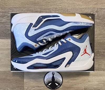 Nike Jordan Tatum 1 'Denim' Stone Blue Mystic Navy Red DZ3320-400 para hombre 10,5 Foto 1 de 4