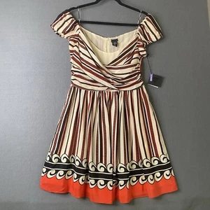 NWT Anna Sui for Target Dress Women’s/ Junior 13 Ivory Red 100% Silk Gossip Girl - Picture 1 of 9