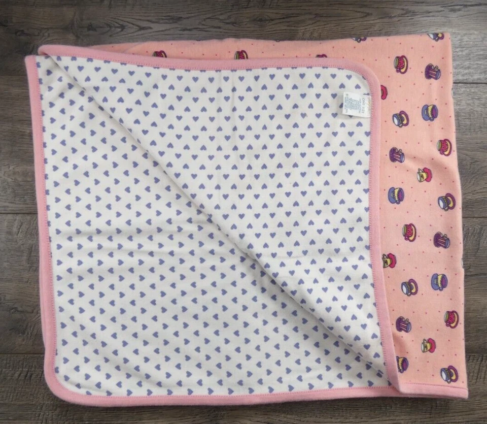Baby Girl Vintage Gymboree Rainbow Tag Pink Tea Cups Blanket VHTF - Image 1 of 4