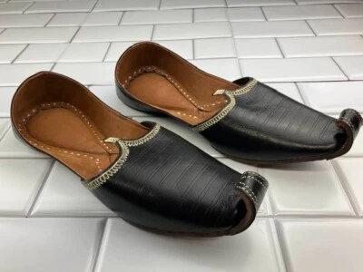 Punjabi Jutti para Hombre Negro Mocasines Juti Mojari Zapatos Talla 9 Foto 1 de 4