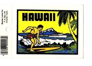 Hawaii Surfer - Vintage Travel Souvenir Decal / Window Sticker - Free Shipping! - Picture 1 of 1