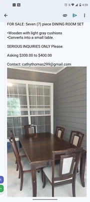 7  Pc  Lager Dining Table that changes into a small dining  table - Image 1 of 4